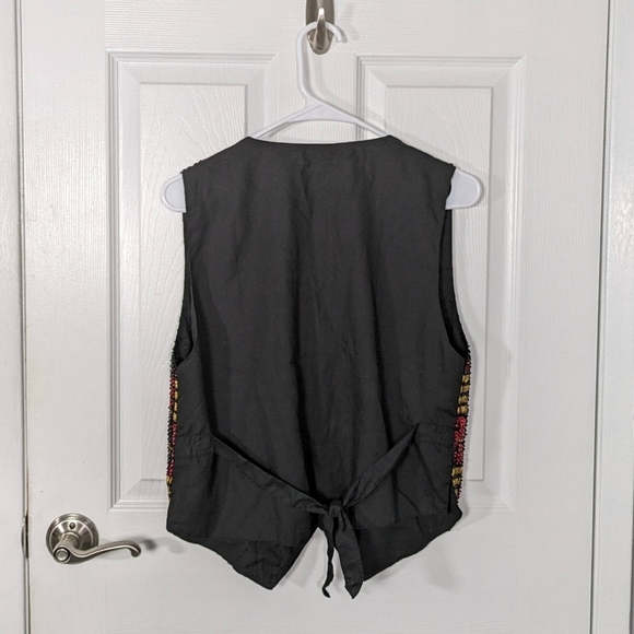 Vintage The Everett Collection Sequined & Beaded Multicolor Holiday Vest Size S - Picture 3 of 6